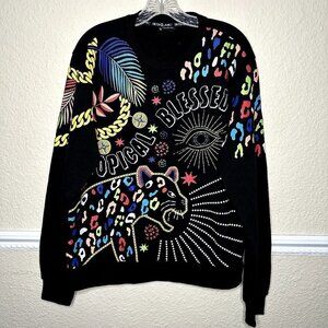 Switch Remarkable Limited Edition Leopard Tropical SZ L Black Fleece Sweatshirt